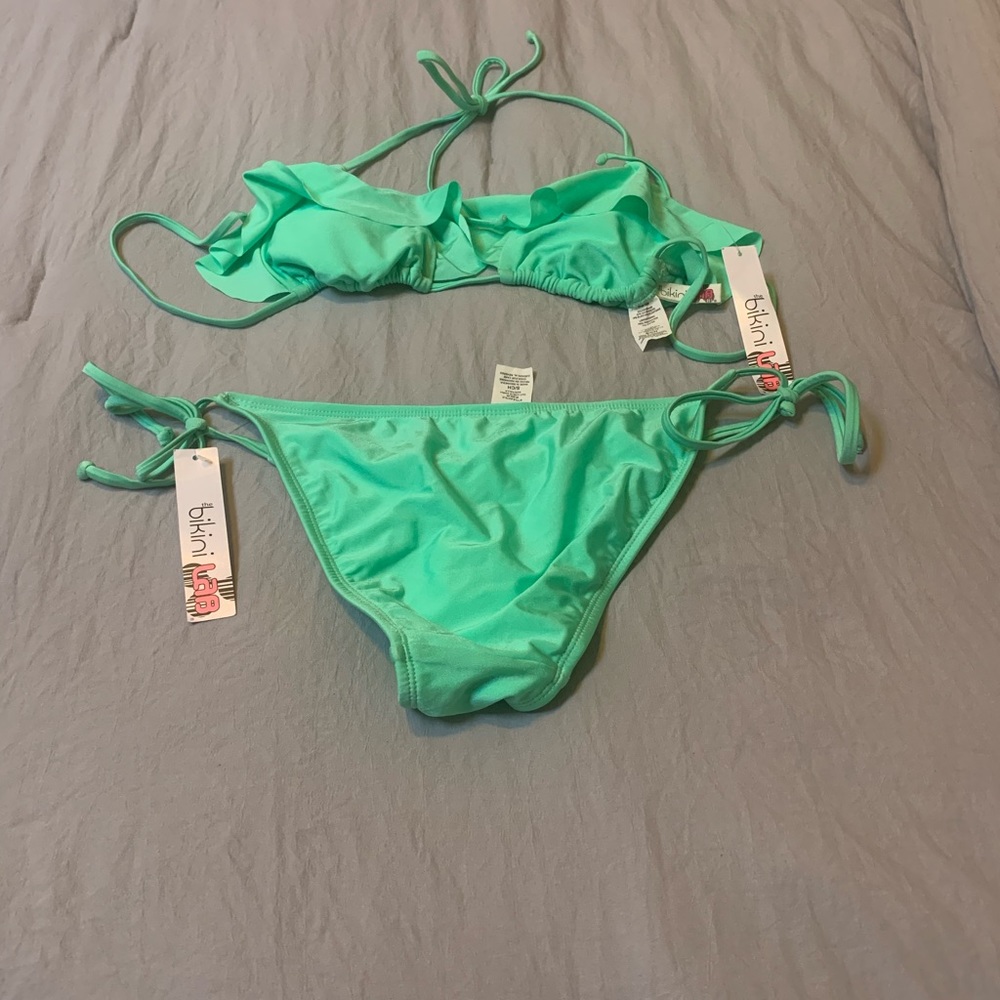 Bikini Lab Green Ruffled Bikini Size Small NWT - Picture 5 of 5